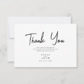 Witte minimalistische elegante bruiloft bedankkaart (Achterkant)