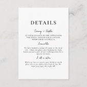 Witte minimalistische elegante bruiloft details informatiekaartje (Voorkant)