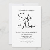 Witte minimalistische elegante bruiloft kaart (Voorkant)