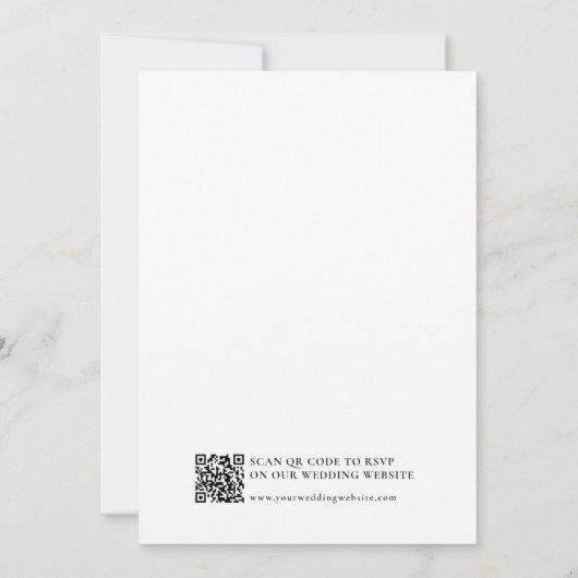 Witte minimalistische elegante bruiloft kaart (Achterkant)