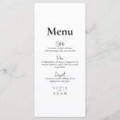Witte minimalistische elegante bruiloft menu (Voorkant)