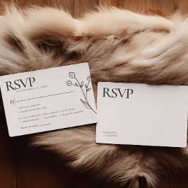 Witte Minimalistische Elegante Bruiloft RSVP Kaartje