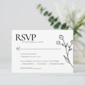 Witte minimalistische elegante bruiloft RSVP kaartje (Staand voorkant)