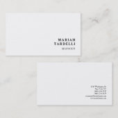 Witte minimalistische elegante chique vlakte visitekaartje (Voorkant / Achterkant)
