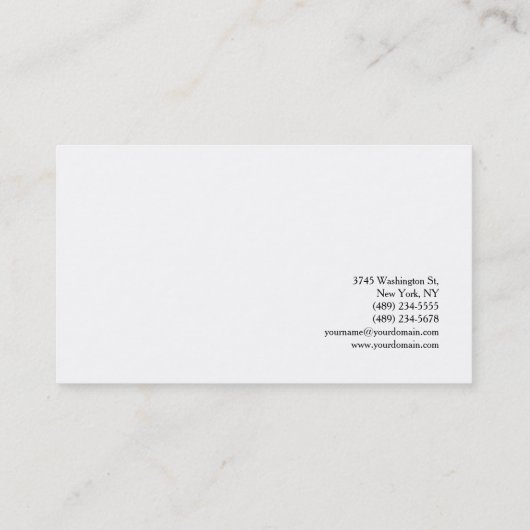 Witte minimalistische elegante chique vlakte visitekaartje (Achterkant)