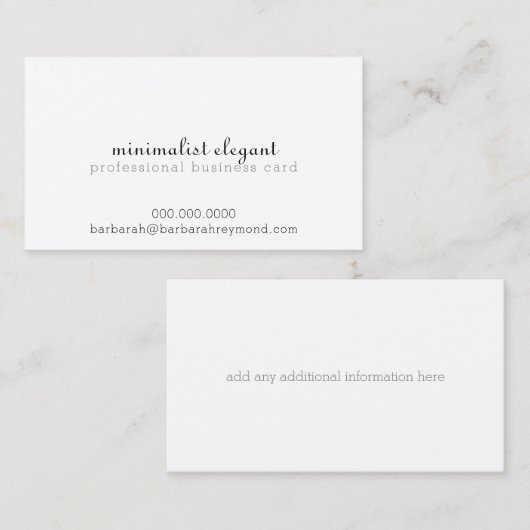 Witte minimalistische elegante professional visitekaartje (Voorkant / Achterkant)