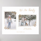 Witte Minimalistische Familie 2 Foto's Fancy Goude Poster (Voorkant)