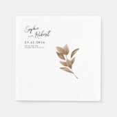 Witte minimalistische herfst bruiloft gepersonalis servet (Voorkant)