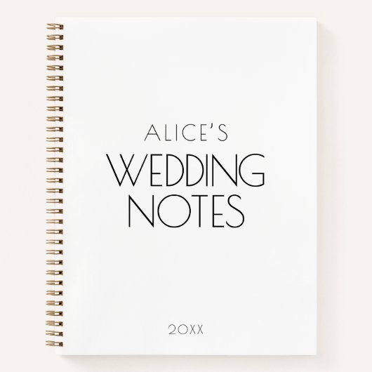 Witte minimalistische huwelijksaantekeningen notitieboek (Voorkant)