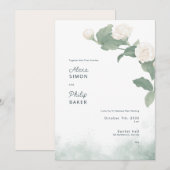 Witte Minimalistische Jasminum bloemen Illustratie Kaart (Voorkant / Achterkant)