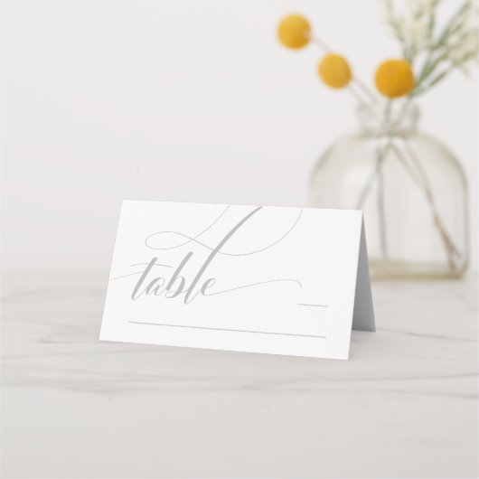 Witte minimalistische kalligrafie gevouwen plaats  plaatskaartje (Voorkant)