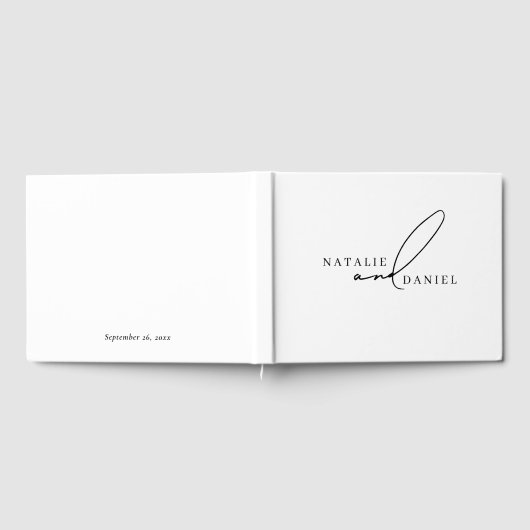 Witte minimalistische klassieke chique bruiloft gastenboek (Volledig)