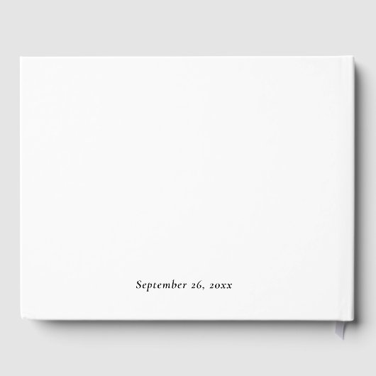 Witte minimalistische klassieke chique bruiloft gastenboek (Achterkant)