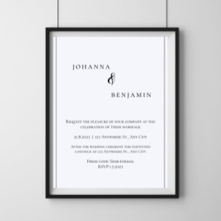 Witte Minimalistische Klassieke Huwelijksuitnodigi Kaart