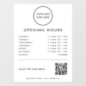 Witte minimalistische Logo openingstijden QR-code Raamsticker (Vel)