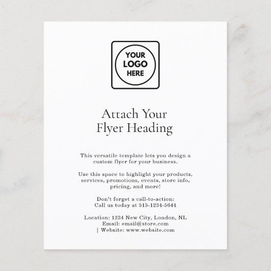 Witte minimalistische Logo | Schone, eenvoudige za Flyer (Achterkant)