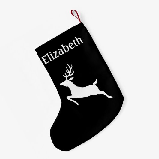 Witte minimalistische luidspreker Silhouette op zw Kleine Kerstsok (Achterkant (Hangend))