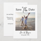 Witte minimalistische moderne bruiloft save the da date (Voorkant / Achterkant)