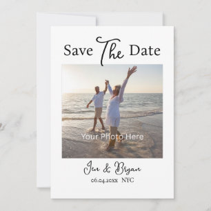 Witte minimalistische moderne bruiloft save the da date
