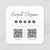 Witte minimalistische moderne influencer scanbaar vierkante visitekaartje (Achterkant)