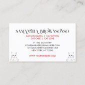 Witte minimalistische moderne natuurlijke kat visitekaartje (Achterkant)