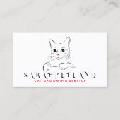 Witte minimalistische moderne natuurlijke kat visitekaartje (Voorkant)