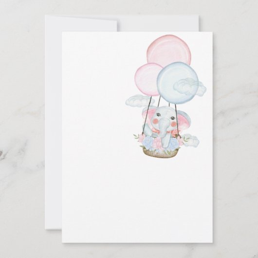 Witte Minimalistische Olifant Baby Shower Uitnodig Kaart (Achterkant)