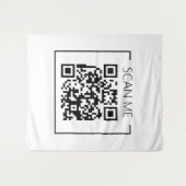 Witte Minimalistische QR-code Scan Me Zakelijk Wandkleed (Voorkant (horizontaal))