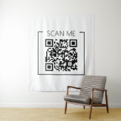 Witte Minimalistische QR-code Scan Me Zakelijk Wandkleed (In situ)