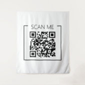 Witte Minimalistische QR-code Scan Me Zakelijk Wandkleed (Voorkant)