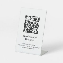 Witte Minimalistische QR-code | Schoon Modern Bedr Reclamebord Met Voetstuk