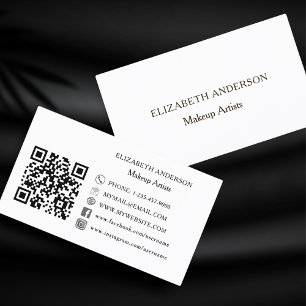 Witte minimalistische QR-code sociale media Visitekaartje