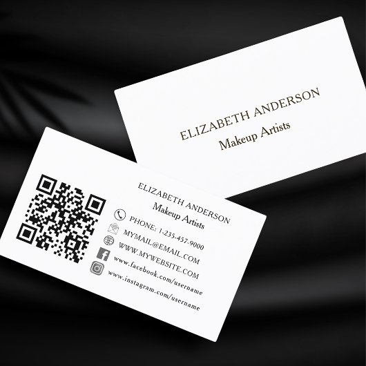 Witte minimalistische QR-code sociale media Visitekaartje