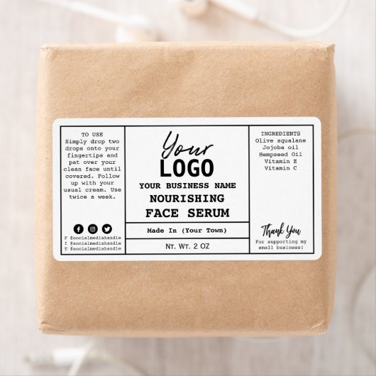 Witte minimalistische serumlabels etiket (Insitu)