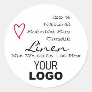 Witte minimalistische Sjabloon kaars voor Logo Ronde Sticker
