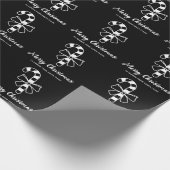 Witte minimalistische snoepriet op zwart met tekst cadeaupapier (Hoek)