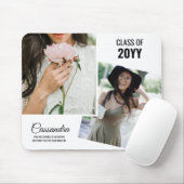 Witte minimalistische twee foto Afstuderen Afstude Muismat (Met muis)