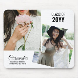 Witte minimalistische twee foto Afstuderen Afstude Muismat