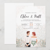 Witte minimalistische uitnodiging voor verlovingsf (Voorkant / Achterkant)