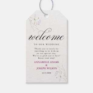 Witte minimalistische waterverf bloemen bruiloft cadeaulabel