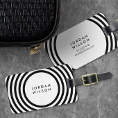 Witte, minimalistische zwarte cirkels geometrische bagagelabel