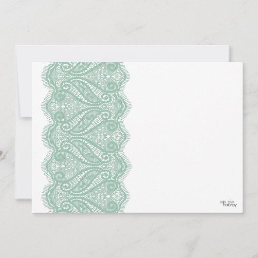 Witte & Mint filigraan kant Vrijgezellenfeest Uitn Kaart (Achterkant)
