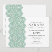 Witte & Mint filigraan kant Vrijgezellenfeest Uitn Kaart (Voorkant / Achterkant)