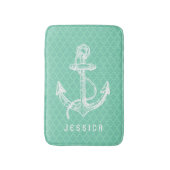 Witte & Mint nautische boot anker Badmat (Voorkant Verticaal)