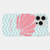 Witte Mint & Roze Zigzag Patroon Schelp iPhone Hoesje (Achterkant horizontaal)