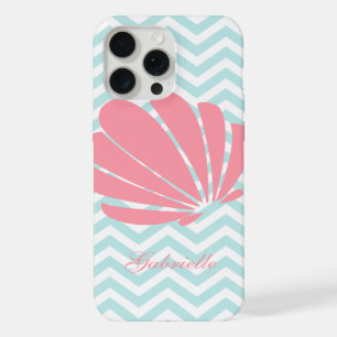 Witte Mint & Roze Zigzag Patroon Schelp iPhone 15 Pro Max Hoesje