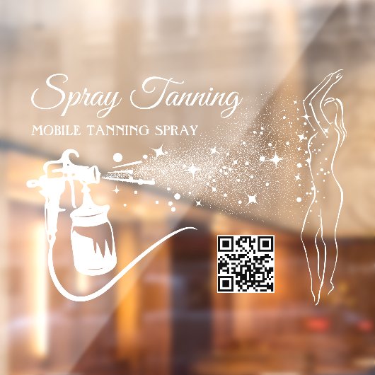 Witte mobiele spray tanning body paint qr code raamsticker (Vel 2)