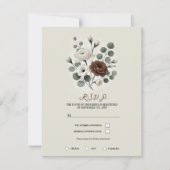Witte Mocha Cream Moderne Bloem Bruiloft RSVP Kaart (Voorkant)