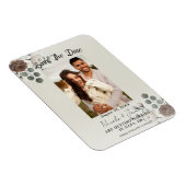 Witte Mocha Cream Moderne Bloemen Bewaar de Datum Magneet (Rechterzijde)