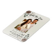 Witte Mocha Cream Moderne Bloemen Bewaar de Datum Magneet (Linkerzijde)